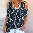 thumbnail image 2 of Elegante mujer cuello redondo impresión manga corta camiseta blusa Tops sudadera OAVQHLG3B Store lin121212, 2 of 4