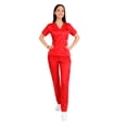 thumbnail image 2 of Uniforme Médico Dama, Enfermera, terapeuta, Doctora Quirúrgico Piel de Durazno   ROSA ROJO/NEGRO  MED, 2 of 4