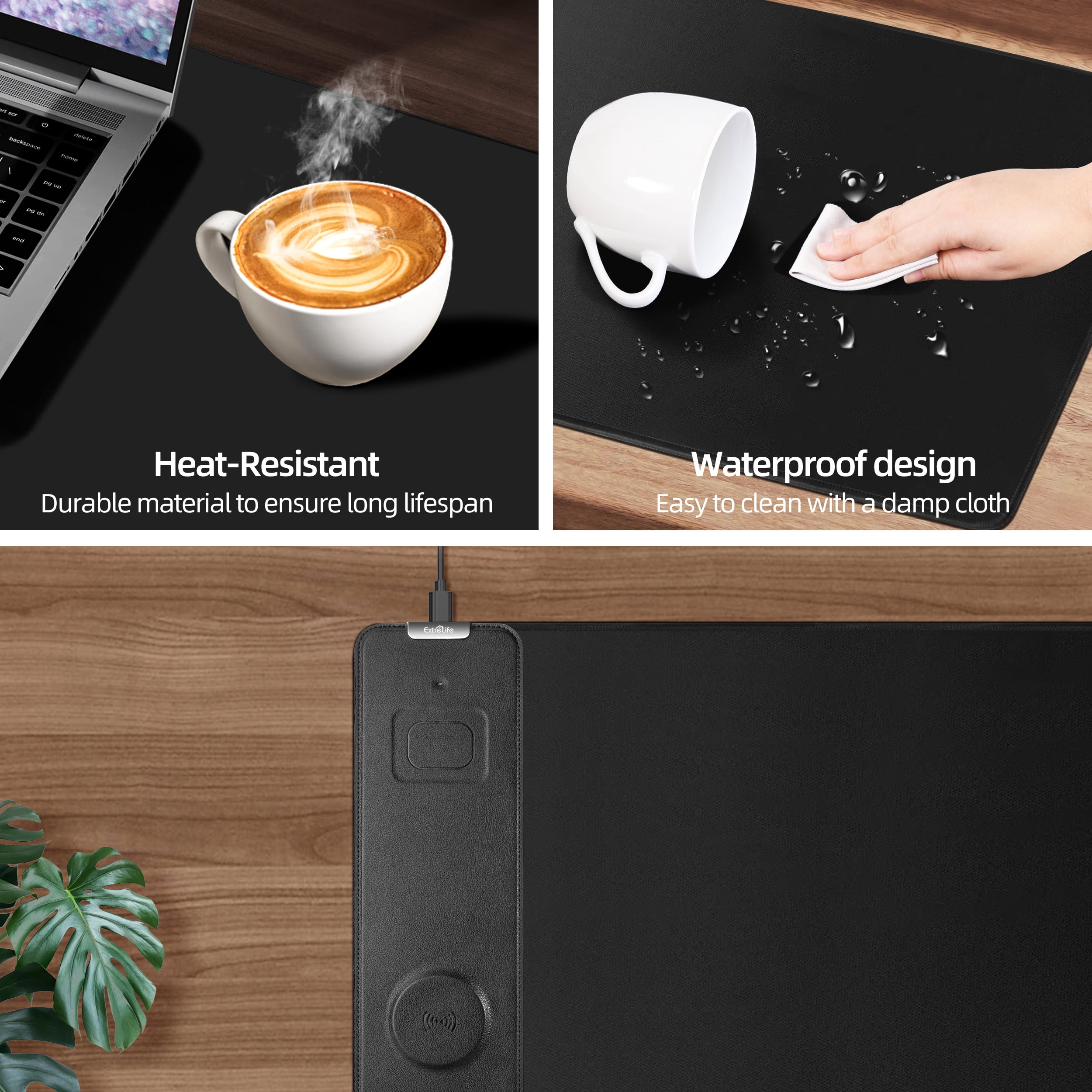 Extrelife RGB Gaming Mouse Pad with Magnetic Wireless Charger, Large Mouse Mat with 15W Fast Charging for Home, Office, School