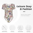 thumbnail image 4 of Fotbe Paisley Flowers Body de Mujer con Cuello Redondo y Mangas Cortas, Sin Mangas Ajustado, Suave, Cómodo y Básico-Small, 4 of 7