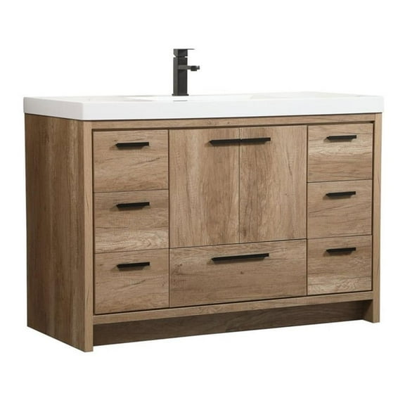 48 inch single bathroom vanity in natural oak