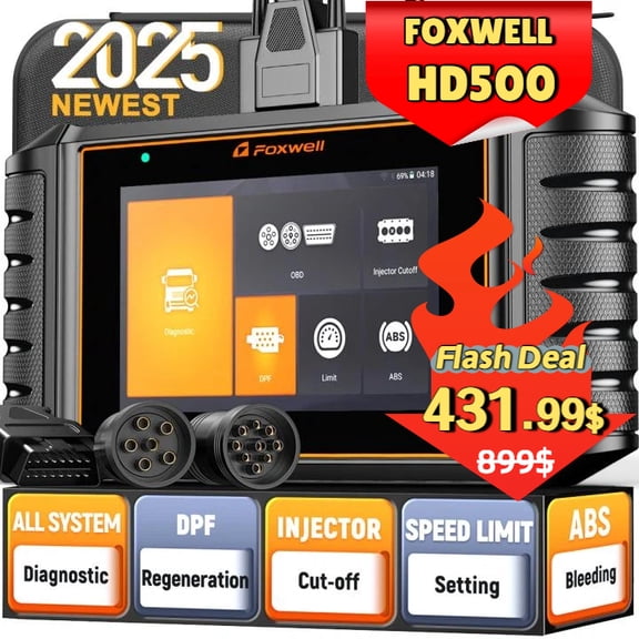 FOXWELL Heavy Duty Truck Scanner with DPF Regen, Full System Diesel Diagnostic Scan Tool for Cummins, Detroit, Caterpillar, Paccar, Hino & More Pickup Semi Trucks