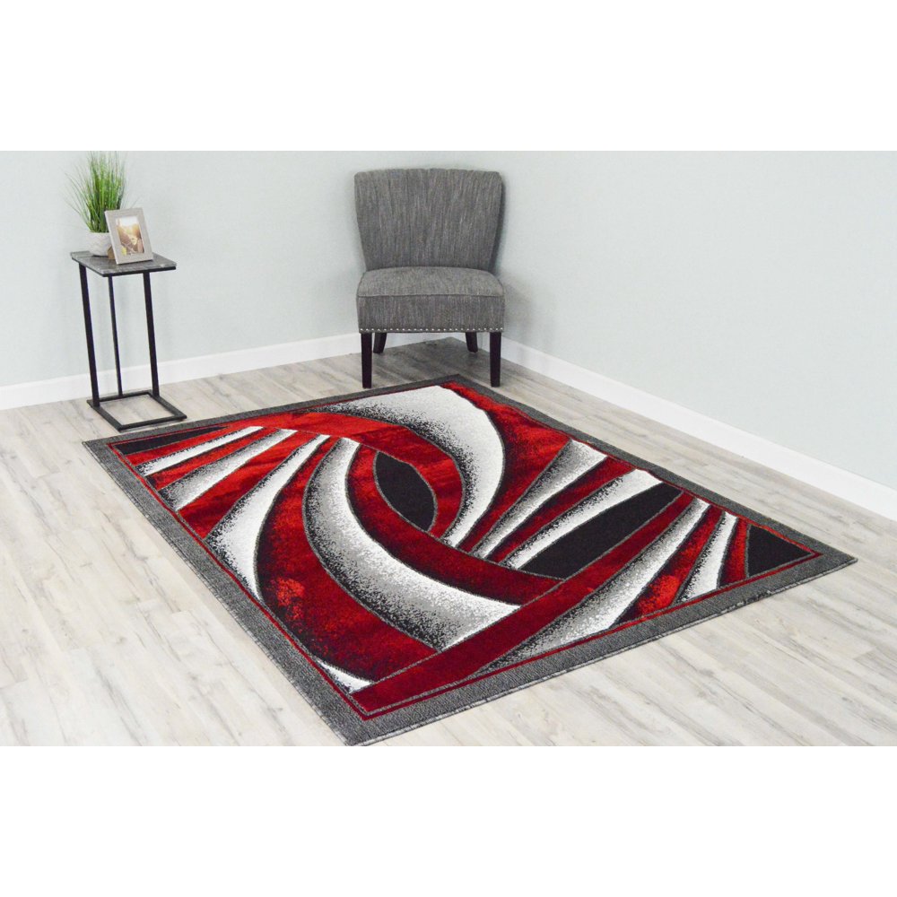 Luna Polyester Modern Wave Contemporary Abstract Area Rug Design 1317
