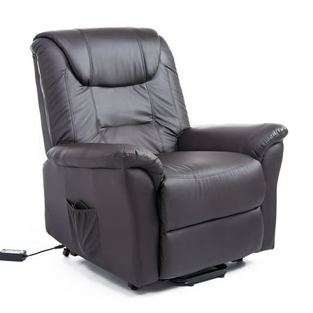 Leather 3 Position Lift Chair - HOMCOM Luxury Faux Leather Three Position Lift Chair Recliner With Remote - Dark Brown