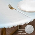 thumbnail image 4 of Light Blue Round Fitted Table Cover and White Gradient Waterproof Table Cloth with Elastic Edge Wipeable Tablecloth for Picnic Camping Party Fits 55"-60" Diameter, 4 of 8