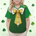 thumbnail image 5 of LEKWK Boys St. Patrick's Day Shirt Faux Leprechaun Vest Graphic Short Sleeve Button Down Top Novelty Irish Costume, 5 of 9