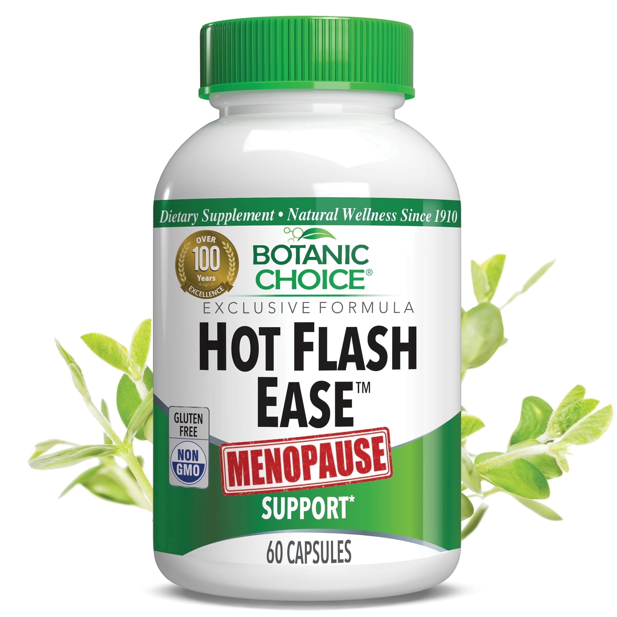 Botanic Choice Hot Flash Ease Menopause Supplements for Women with Red Clover, Black Cohosh and Soy Dietary Supplements Capsules, Count 60