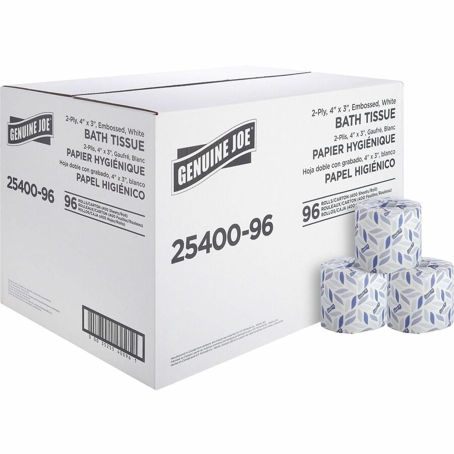 Genuine Joe, GJO2540096, 2-ply Standard Bath Tissue Rolls, 96 / Carton, White