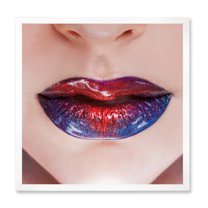 Designart 'Beautiful Women Lips With Red and Blue Lipstick' Modern Framed Art Print