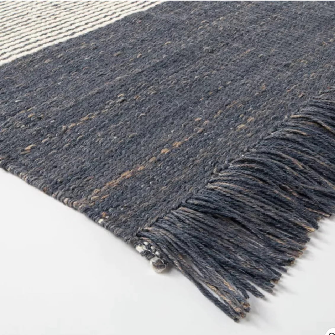 Northlight 5' x 7' Hand Woven Blue and Beige Striped Jute Area Throw Rug