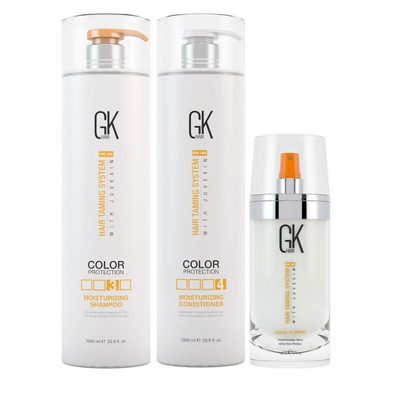 GK Hair Global Keratin Moisturizing Shampoo & Conditioner Sets 1000ml with Leave in Spray 120 ml for Damaged Frizzy Hair
