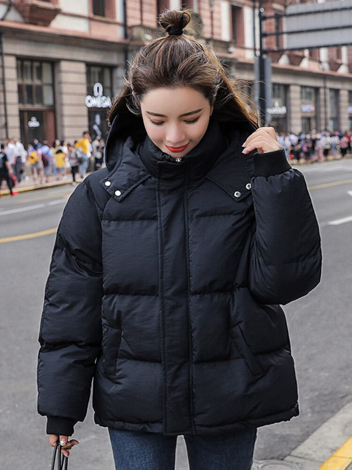 DanceeMangoo Fashion Winter Hooded Puffer Jacket Women Solid
