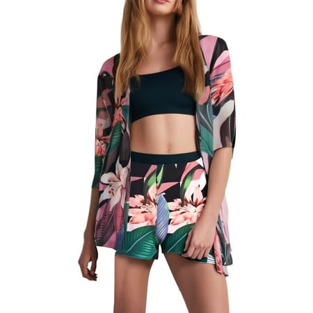 HABDGIKS Bikinis Sets for Women Casual Holiday Three Piece Beach Cover Up Boyshorts Separate Swimsuit