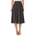 thumbnail image 3 of Women's Solid Basic Casual Elastic Waist A-line Flared Midi Skirt S-3XL, 3 of 7