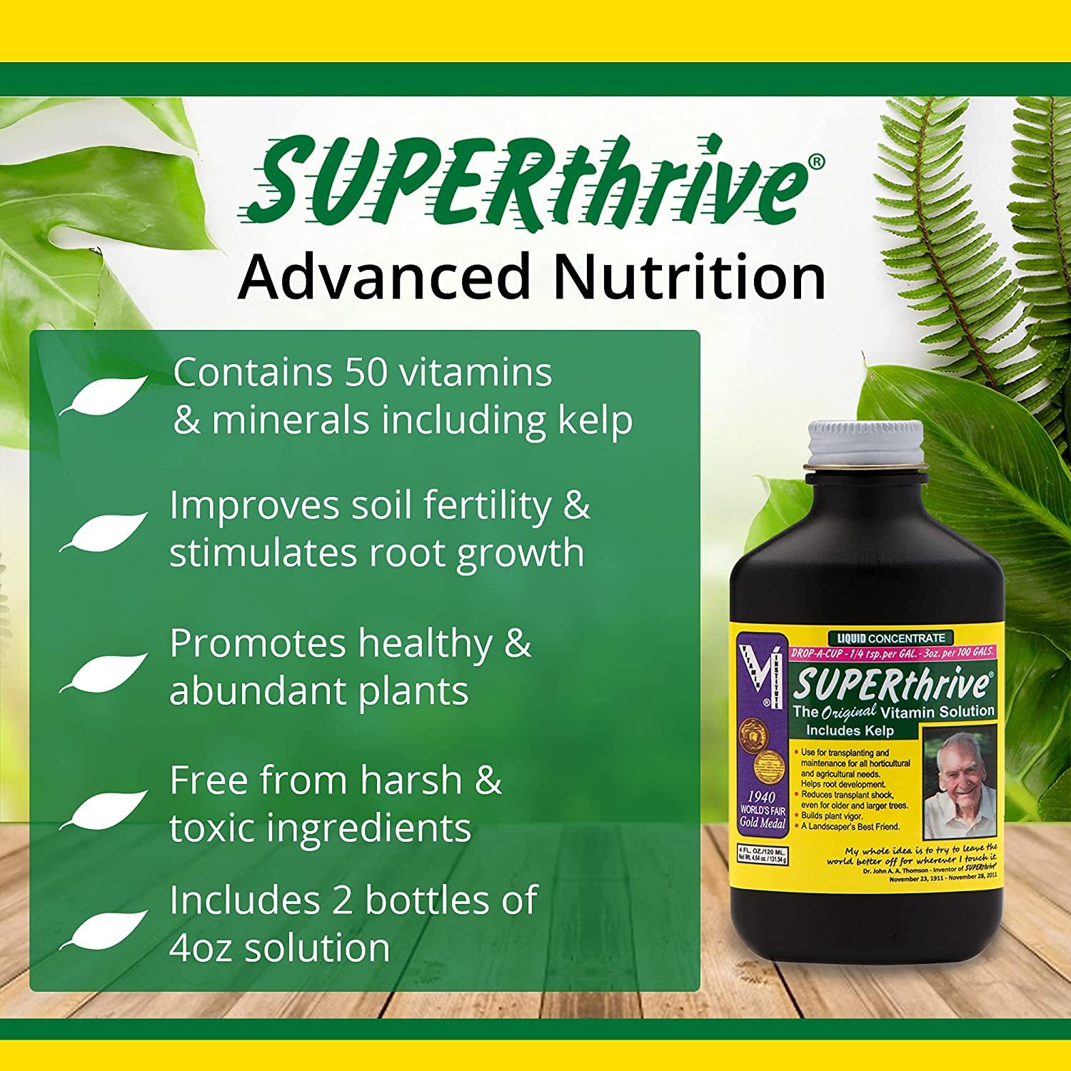 SuperThrive Plant Vitamin pp Plant Food with 50 Vitamins & Kelp, 4 Ounce (2-Pack)