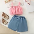 thumbnail image 6 of Ulanda Toddler Baby Girls Clothes Summer Outfits Ruffle Sleeve T-shirt + Shorts Cute Girl Clothing Set 6M-4T (Pink, 12-18 Months), 6 of 6