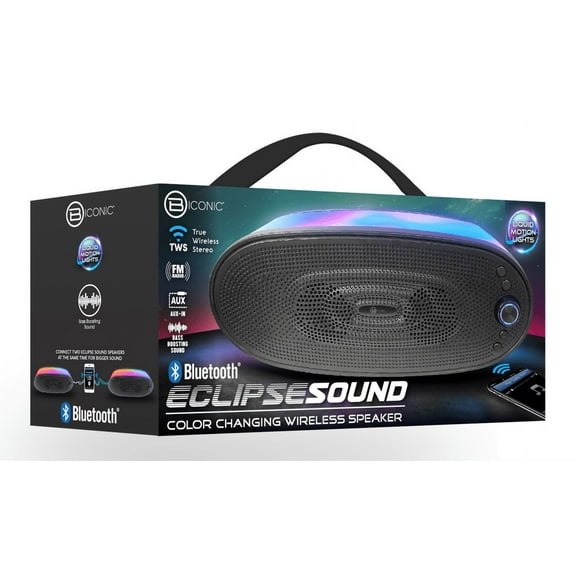 Eclipse Sound Color Changing Wireless Speaker Lightweight Portable Speakers for Travel, Pool, Beach, Biking, Kayak, Gifts for Kids, Women