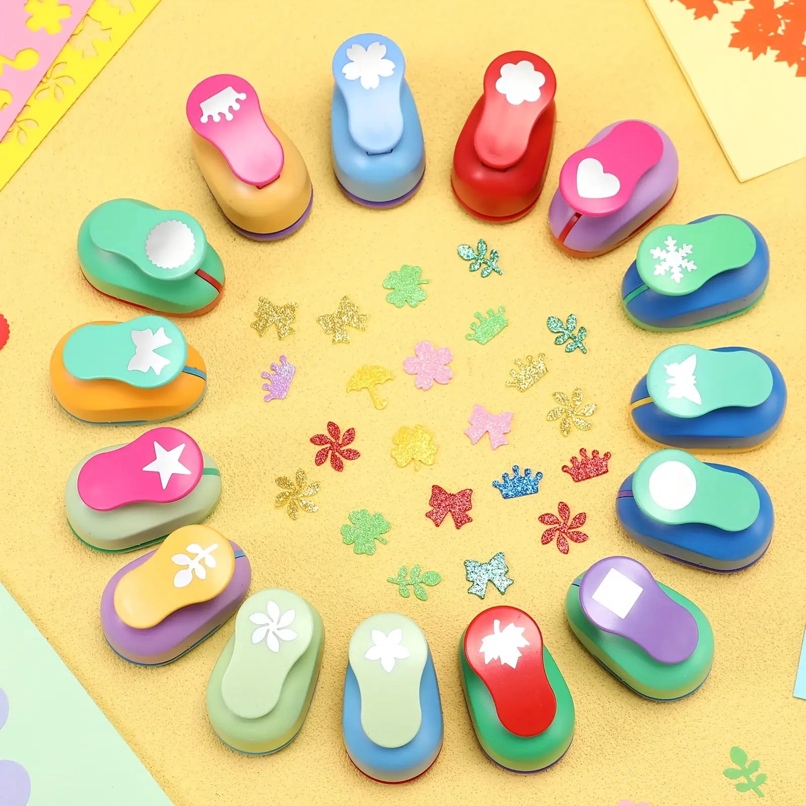 15Pcs Craft Paper Punch, Decorative Hole Punchers for Card Making Scrapbooking DIY Craft, Small Pattern Paper Cutter Tool for Spring Craft Project