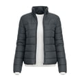 thumbnail image 4 of Women's Puffer Jacket Stand Collar Short Quilted Jackets with Full Zip Short Slimming Jackets for Winter Dark Gray S, 4 of 9