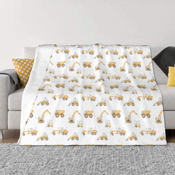 Balery Dump Truck Manta de Franela con Dibujo, Lujo Ultra Suave y Cálido, Antipelusa y Resistente a las Arrugas para Cama, Sofá, Camping -60"x50"