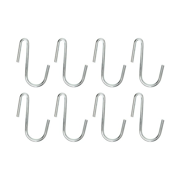 HSS S-Shaped Steel Wire Shelving Hooks, Chrome Color, 8-Pack, Hardware