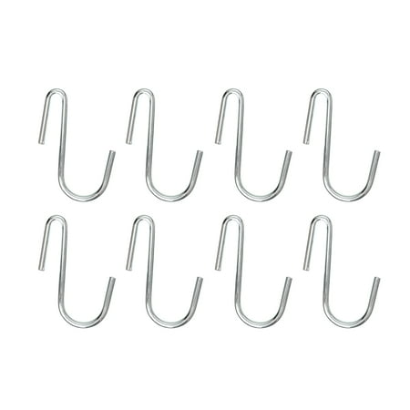 HSS S-Shaped Steel Wire Shelving Hooks, Chrome Color, 8-Pack, Hardware