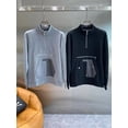 thumbnail image 2 of Sudadera con capucha y media cremallera de manga larga de cuero con bolsillo en forma de H para otoño e invierno, chaqueta informal para hombre, 2 of 5