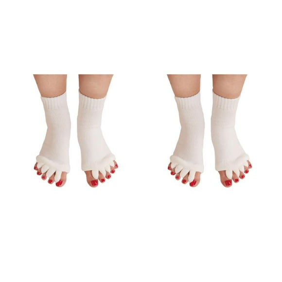 Greeniant 1 Pair 5 Toe Socks Overlapping Color Comfortable Breathable Dressing Solid Separation Relaxing Hosiery blanco 2piezas Greeniant CBP096066