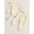 thumbnail image 4 of Baby Girl 2Pcs Fall Outfits Long Sleeve 3D Flower Split Tops + Pants Set Toddler Clothes, 4 of 5