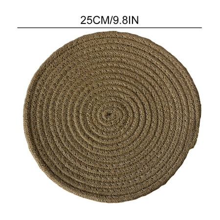 

Cup Mat Handmade Braided Woven Drink Coasters Round Drink Hot Pads Heat-Resistant Placemat Housewarming Gift Round 25cm