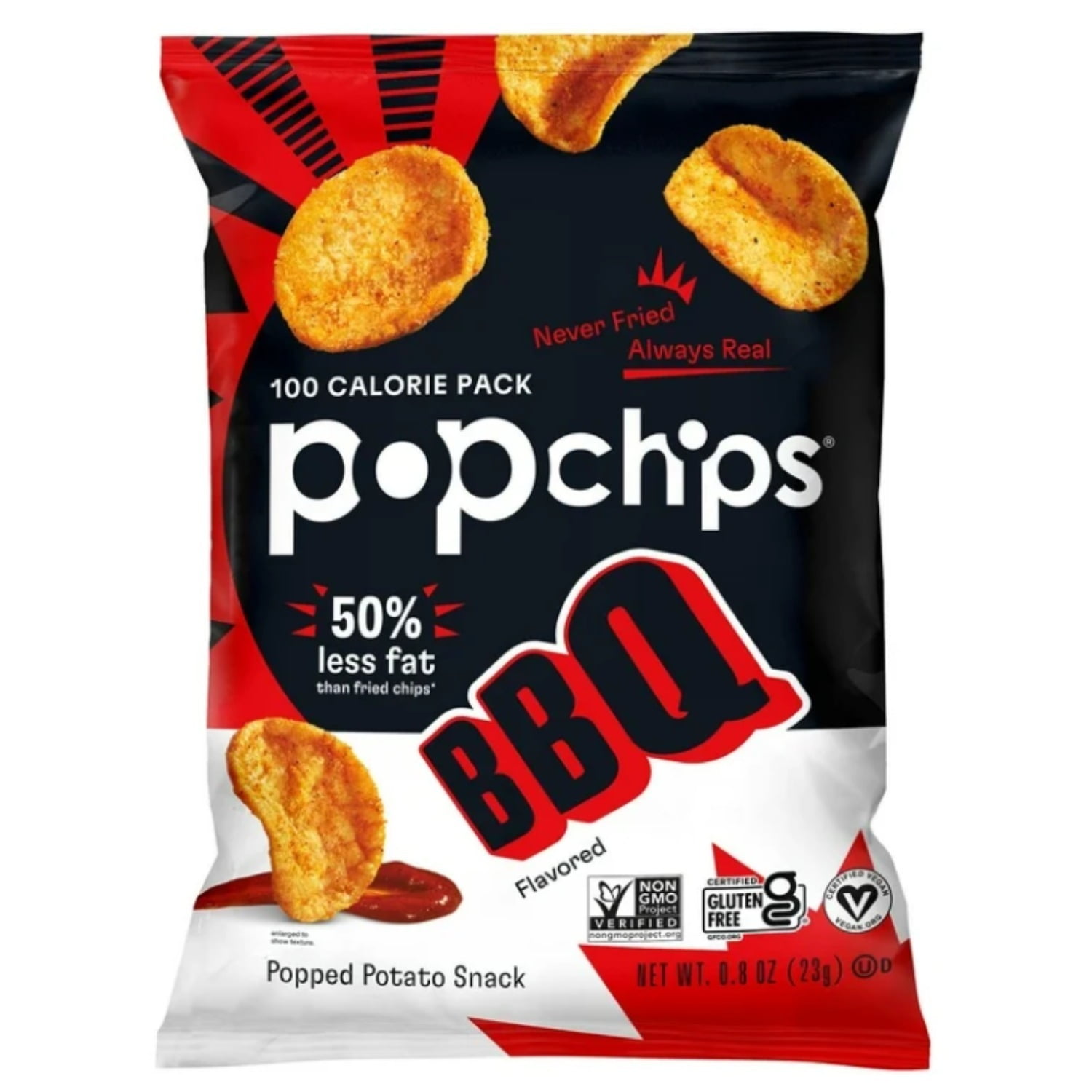 Popchips Variety Pack Chips, 0.8 oz Each, 30 Pk (12 BBQ, 8 Sea Salt, 6 Sour Cream & Onion, 4 Sea Salt & Vinegar) - 1.5 lbs