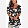 thumbnail image 4 of Cyber&Monday Deals Womens Tops Summer 2022,Summer Floral Tops for Women Classic V Neck Tshirts Short Sleeve Cute Tops Casual Loose Tunics Blouse, 4 of 6
