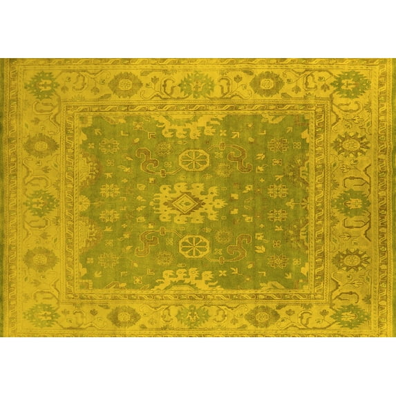 Ahgly Company Indoor Rectangle Oriental Yellow Industrial Area Rugs, 5' x 7'