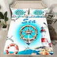 thumbnail image 2 of Erosebridal Lighthouse Anchor Sheet Set Twin,Marine Nautical Bedding Sets Twin Size,Ocean Theme Twin Sheet Sets,Super Cozy Teens Bedroom Decor,3pcs, 2 of 7