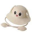 thumbnail image 1 of Sombrero de paja con orejas de conejo Sunnimix para niños ala Ancha Color beige, 1 of 8