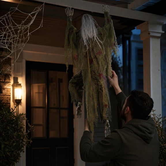 Climbing Zombie Skeleton Spooky Halloween Decorations 52 Inch Scary Hanging Halloween Decorations Outdoor for Yard Graveyard Haunted House, 1 Pack