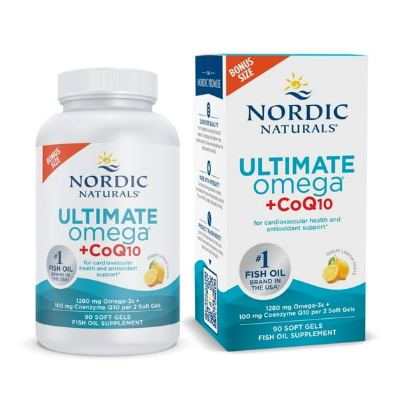 Nordic Naturals Ultimate Omega CoQ10 Softgels, 1280 Mg, Non-GMO, 90 Ct.