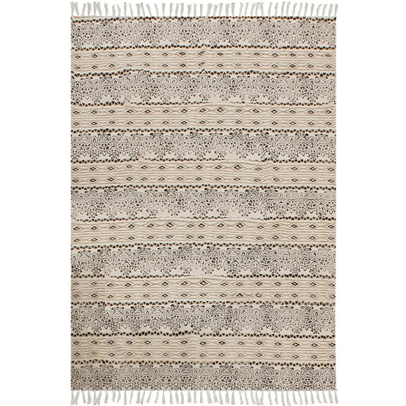 Casavani Moroccan Cotton Living Room Rugs, Black 2x3 feet