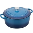 thumbnail image 4 of Olla holandesa de hierro fundido esmaltado con tapa para cocinar y hornear pan, 5.5 cuartos, color azul lago, 4 of 5