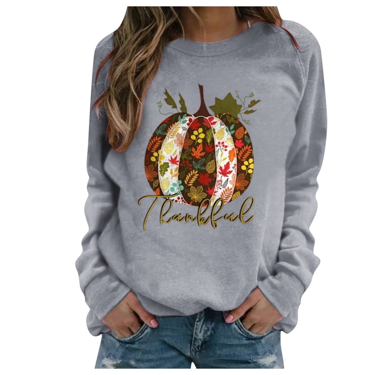 Men's Thanksgiving Turkey Print Long Sleeve Tee - Thankful Grateful Blessed Fall Shirt Casual Crewneck