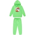 thumbnail image 4 of SYMOID Boys Hall-oween Costume Set Green 2-Piece Ghost Pumpkin Print Outfit, Hoodie & Jogger Pants Soft Fleece Sweatshirts,Size 10 T, 4 of 5