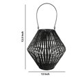 thumbnail image 5 of Benjara BM208299 Small Bellied Shape Bamboo & Metal Frame Lantern - Black, 5 of 5