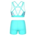thumbnail image 2 of Sholeno Kids Girls Swimwear 2 Piece Athletic Tankini Swimsuit Floral Print Crop Top With Booty Shorts Leaf&Light Green 12, 2 of 7