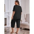 thumbnail image 3 of FEREMO Women Plus Size Pajamas Set Sleepwea Short Sleeve Pjs Floral Pajama Sets with Pockets, 3 of 5