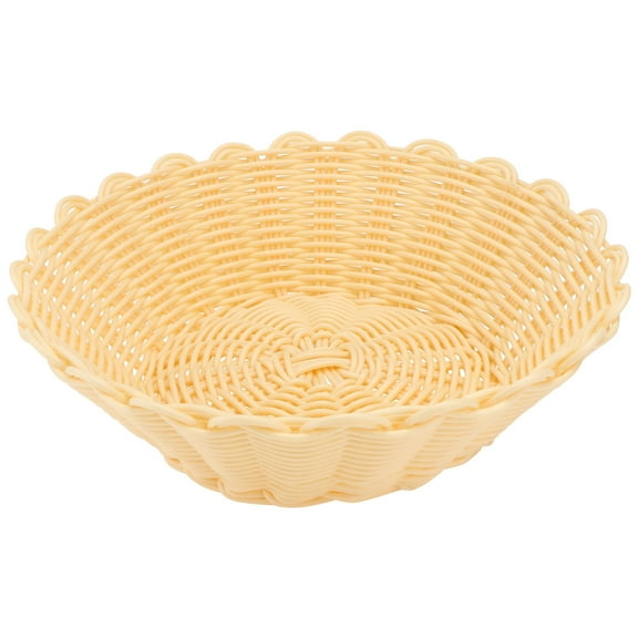 IBASETOY 1Pc Simulated Rattan Fruit Basket Plastic Material Khaki for Living Room and Kitchen Storage