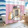 thumbnail image 5 of No Hook Shower Curtain, Pink Cute Cat Shower Curtains for Bathroom with See Through Top Window, Cartoon Funny Heater Cats Waterproof & Washable Bath Curtain Standard 72"x72", 5 of 9