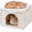 White, variant on Cat House for Indoor Cat, Small Cat Houses Handwoven PE Rattan Kitten Cave, Pet Kitten Bed Covered, One Bed Pad, 13 x 13 x 13.7 Inches, Foldable Hideaway in Living Room Gray