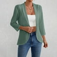 thumbnail image 3 of Dvprdro Womens Cardigans Lightweight Fashion 3/4 Sleeve Casual Hollow Out Cardigan Lapel Neck Open Front Loose Tops for Women Green XL, 3 of 7