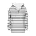 thumbnail image 4 of gbyLJF Womens V-neck Hooded Sweatshirt Striped Printed Drawstring Hoodie Casual Loose Fit Long Sleeve Pullover Top, 4 of 5