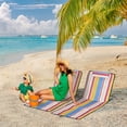 thumbnail image 2 of Outsunny Set of 2 Beach Lounge Chair Sun Lounger, Folding Ground Beach Mat w/ Adjustable Back, Steel Frame, Head Pillow and Carry Bag for Backyard Lakeside, Colorful Stripes, 2 of 9